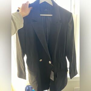 Armani Exchange Black Double-Breasted Blazer